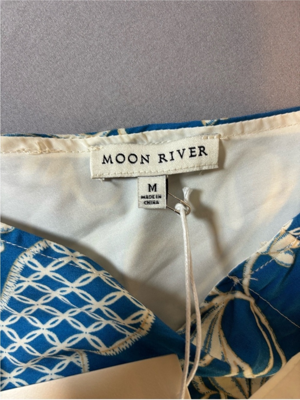 Moon River Blue and White Floral Midi Dress - Picture 5 of 7
